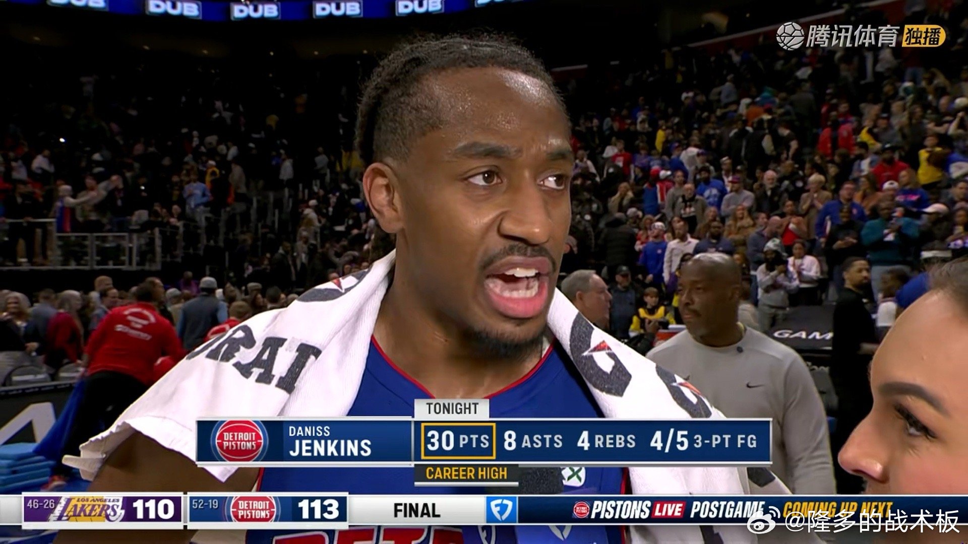 又认识一个詹金斯！生涯新高30分，关键球全回应上了湖人vs活塞
