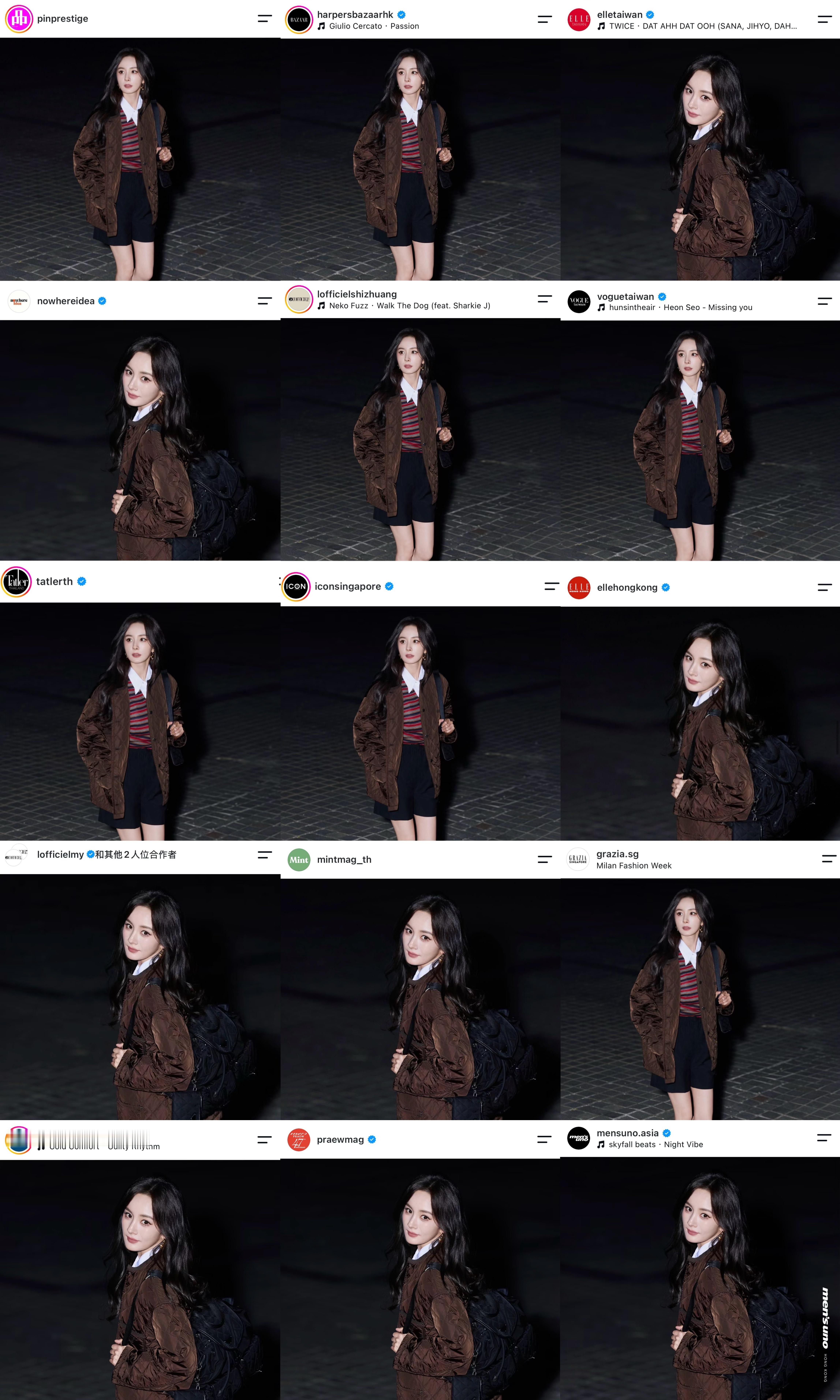 杨幂是女大是女王 那可不 杨幂米兰时装周Prada大秀机场出发look，全球多地