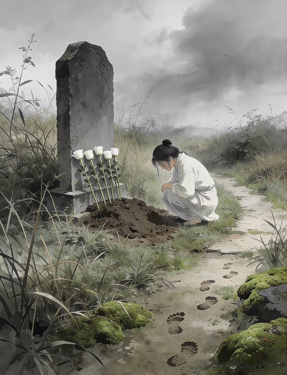 《清明》
旧墓泪下寄尘埃
新泥留印子孙踩
草满荒径覆野苔
若非清明谁能来
寒食追