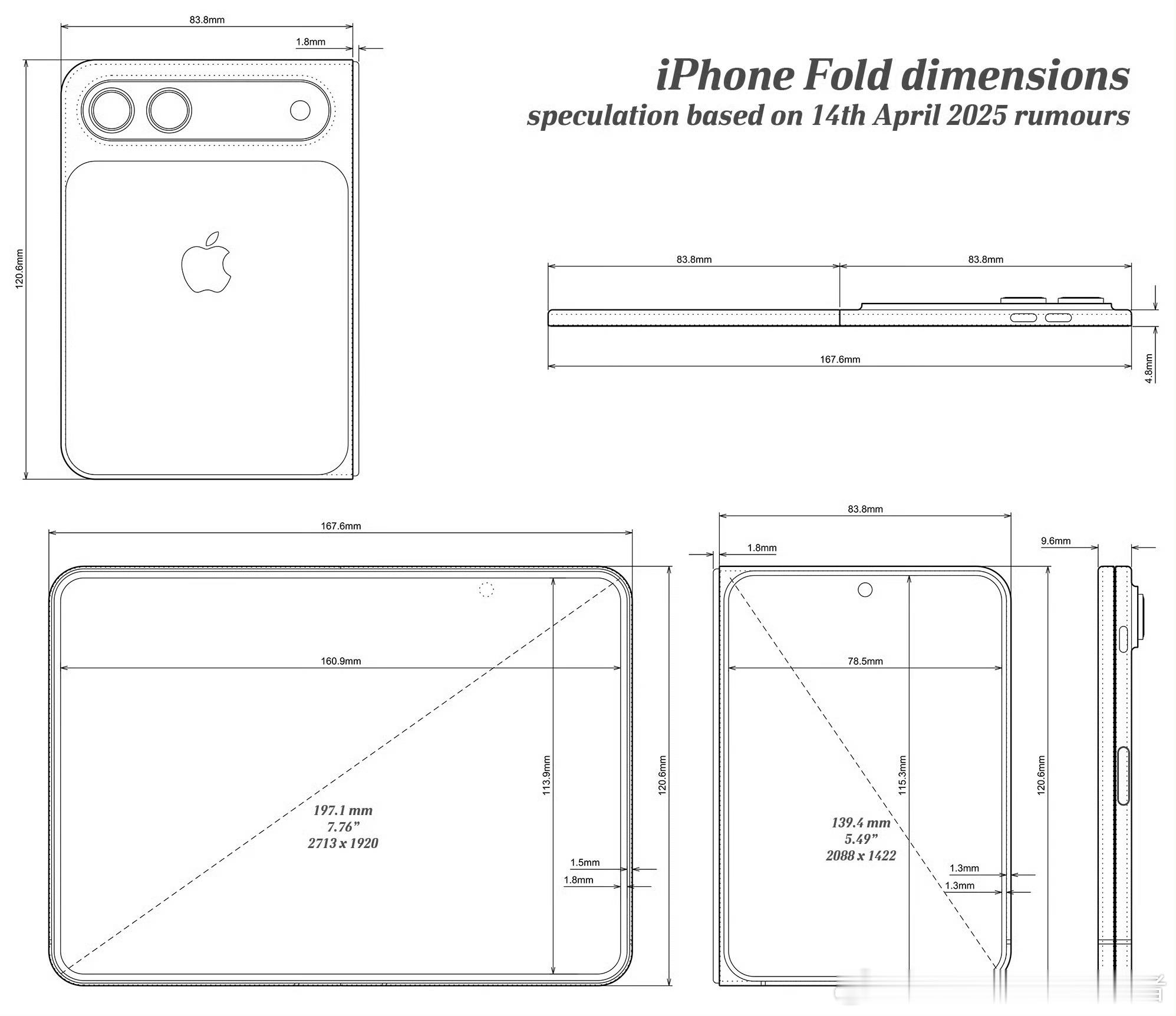 iPhoneFold渲染图再曝苹果折叠屏手机设计草图稿曝光，据说这就是iPhon