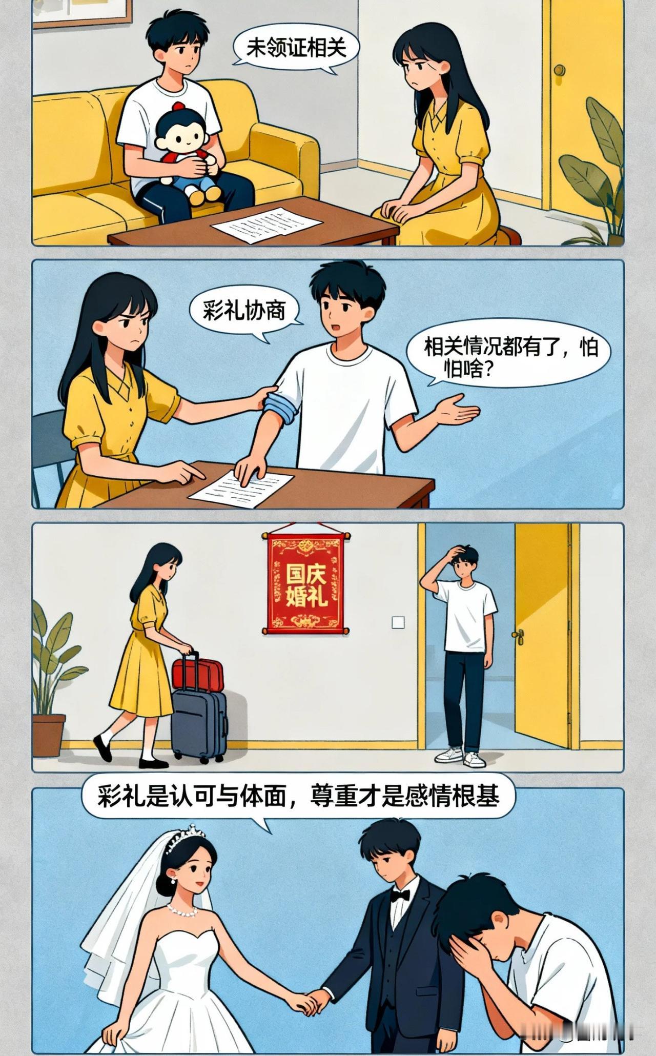 我一高中哥们媳妇跑路了，
起因是未领证生了一孩子，
这哥们就不想给彩礼钱了。
