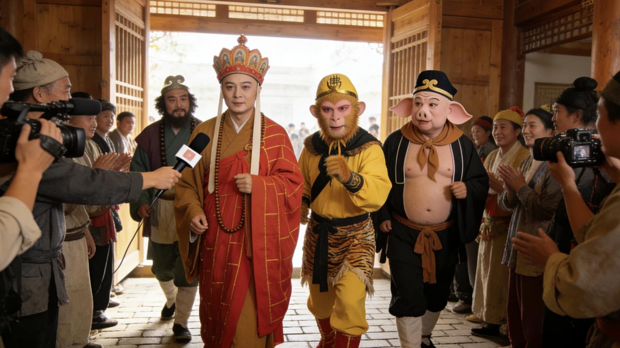 取经归来，唐僧幽默回应记者
话说唐僧师徒四人历经九九八十一难，终于 从西天取得真