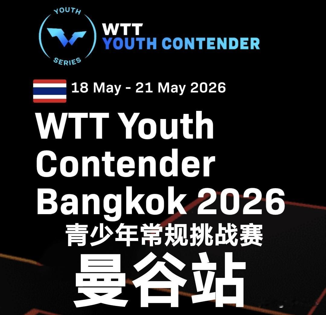 2026WTT青少年常规挑战赛曼谷站(5.18-5.21)丨中国队U19混双签表