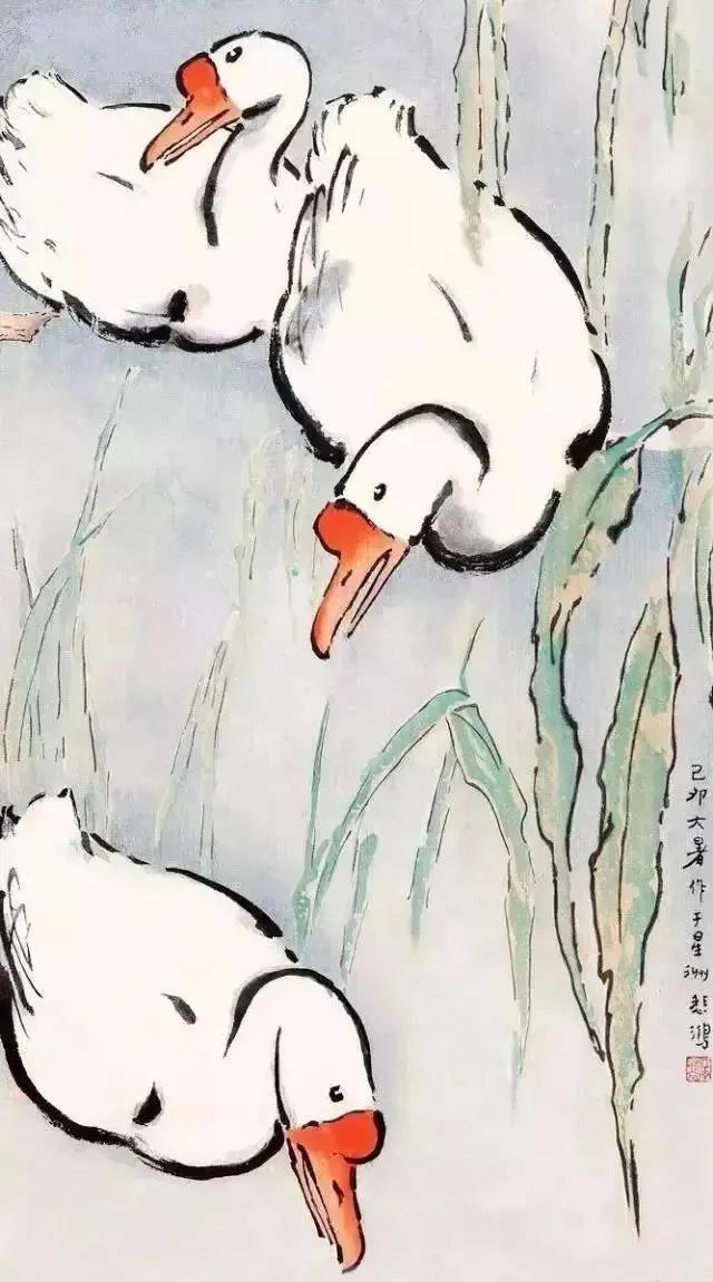 徐悲鸿的大白鹅，白白胖胖，真可爱
 