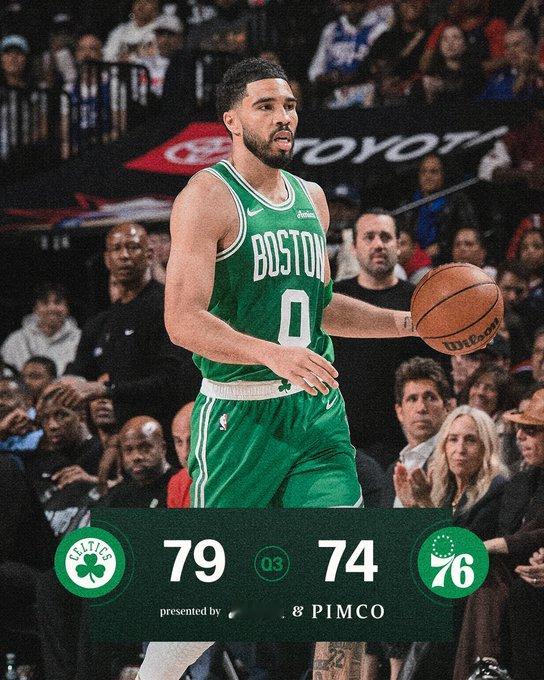 三节比赛结束，我们暂时以79-74领先76人！波士顿凯尔特人 ｜Differen