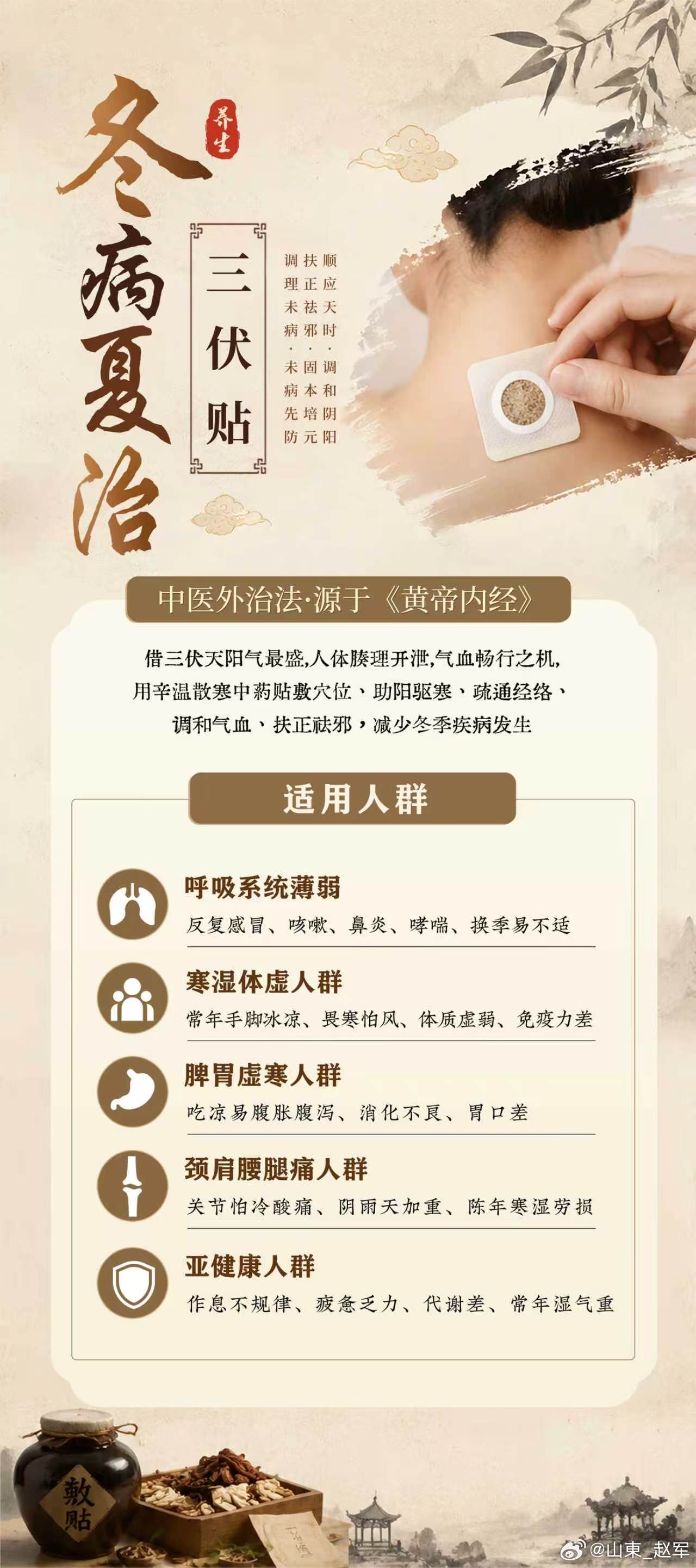 七律·妙方三伏贴伏天阳盛腠门开，古制膏贴散宿霾。辛药循经温浊冷，灵膏透穴补元胎。