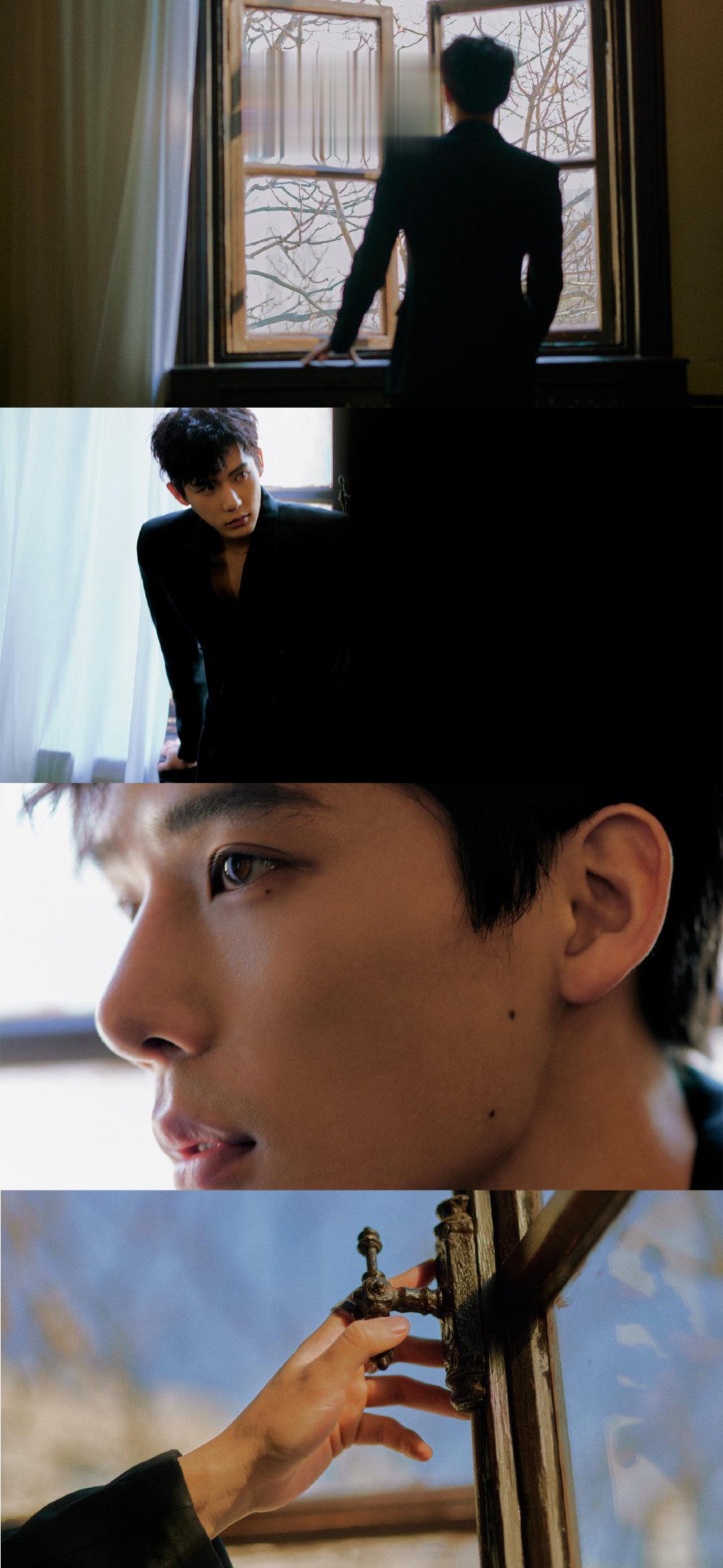 #王安宇深v真空西装# 男人穿西装就应该深V，请保持！all black造型搭配