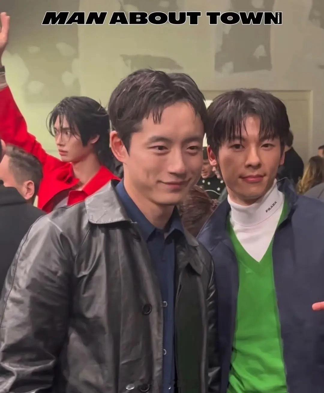 米兰男装周Prada大秀，许光汉和坂口健太郎的合照，我的妈呀…… 