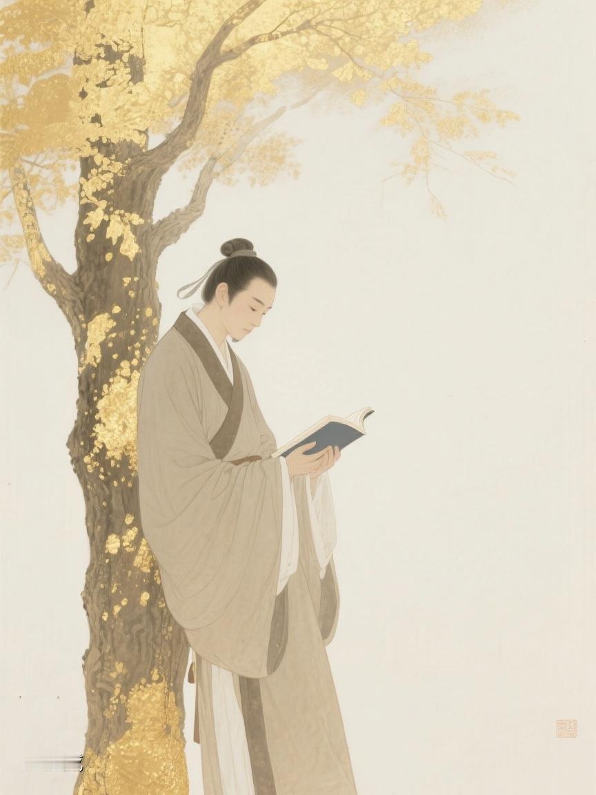 AI妙生图于古树下静读，时光在书页间流淌，在书香中寻得一方心灵的栖息之所💕