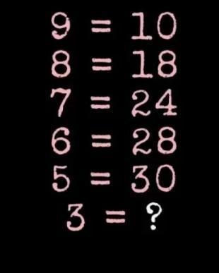 眼前摆着一串看似毫无逻辑的等式：9 = 10、8 = 18、7 = 24…… 千