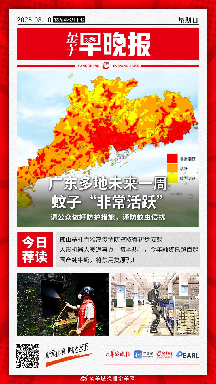 #金羊早晚报# 雨后记得清积水！广东多地未来一周蚊子“非常活跃”；首项医疗保障领
