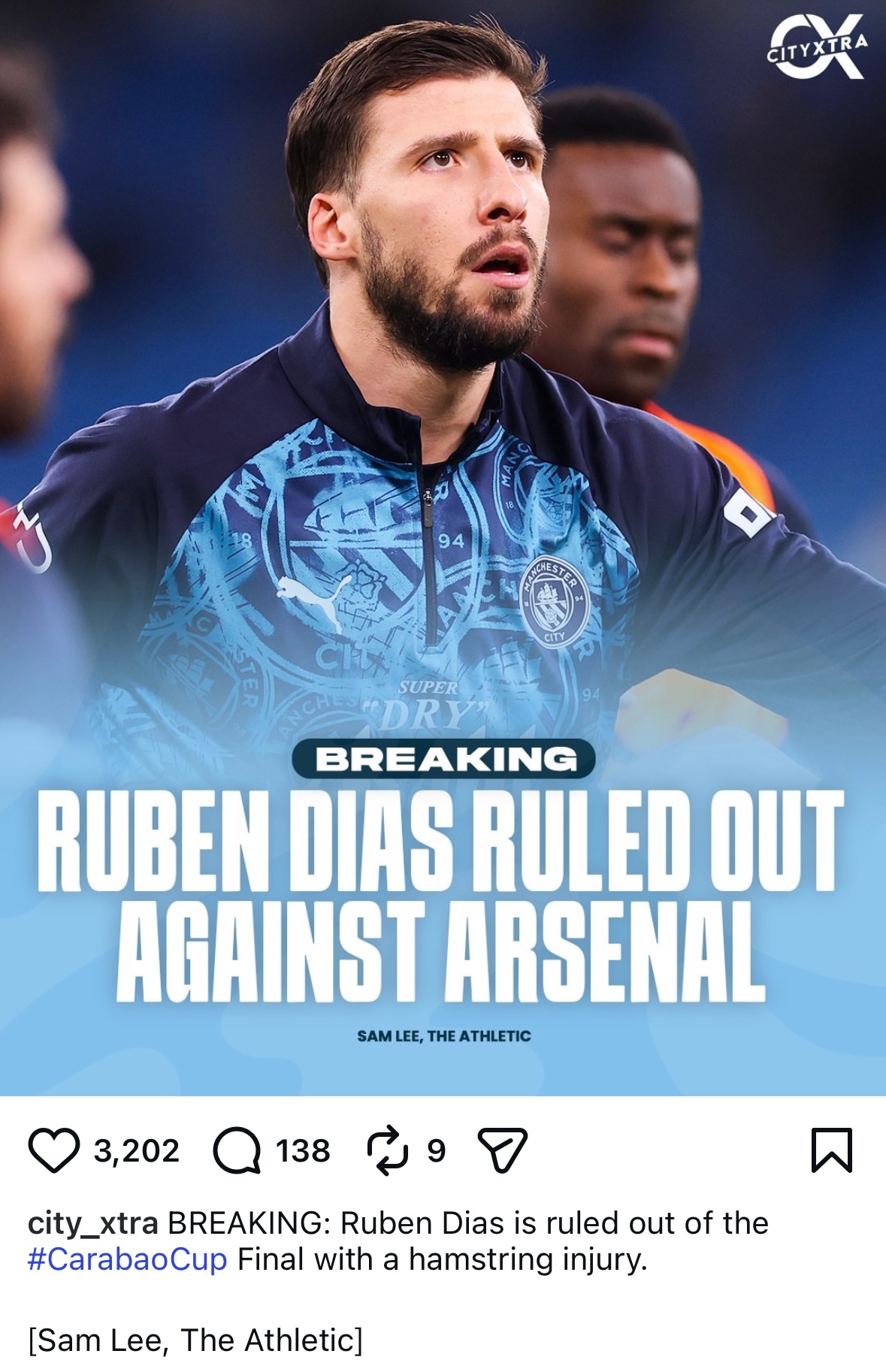 突发：鲁本脚筋受伤，将缺席联赛杯决赛希望鲁本没有大碍，早日康复