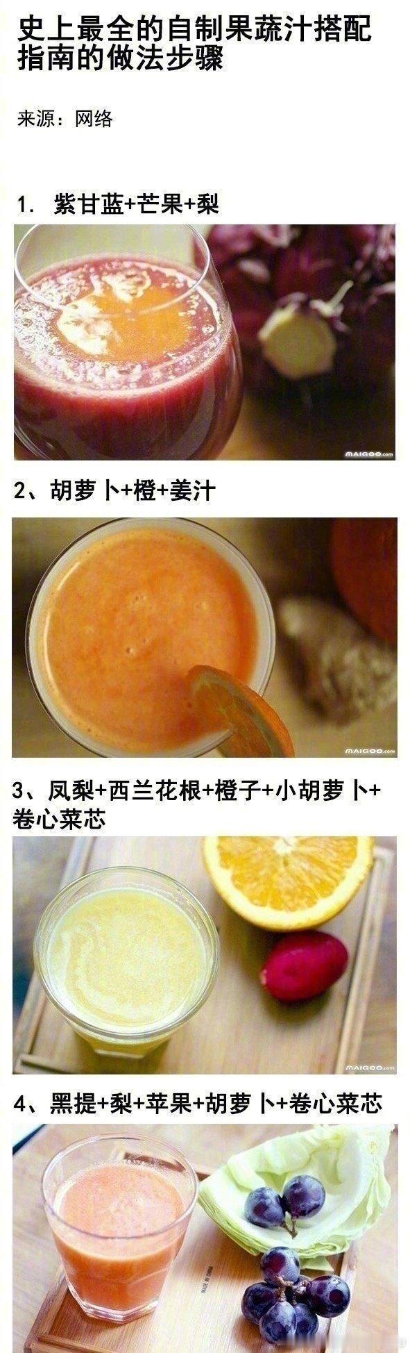 史上最全的健康果蔬汁搭配大合集，一天一杯，一个月不重样！​​​我的宝藏食谱 ​​