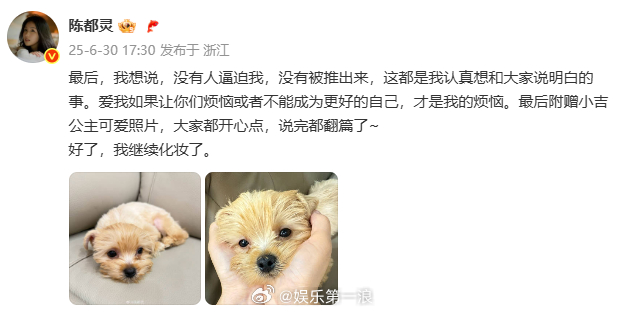 陈都灵说自己没有被推出来陈都灵说没人逼迫她发声 “最后，我想说，没有人逼迫我，没