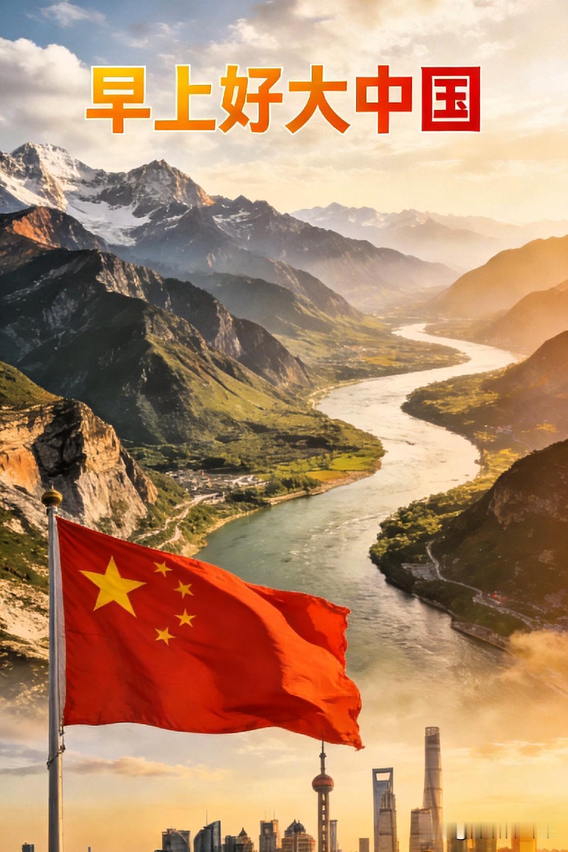 ▷ 早上好大中国…🇨🇳
 

早上好呀大中国，朝阳升起映苍穹。
九州锦绣人同