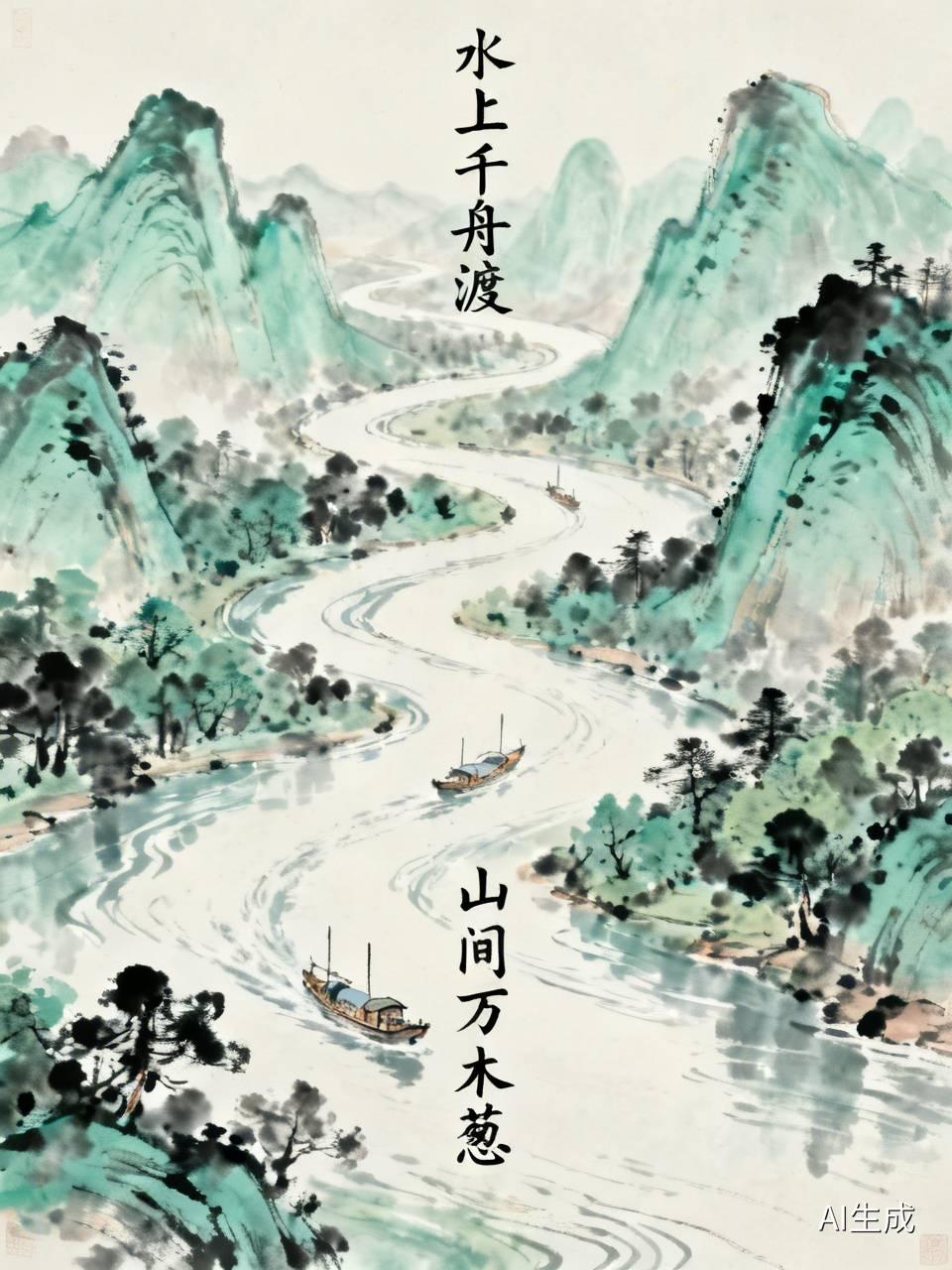 下联：山间万木葱。