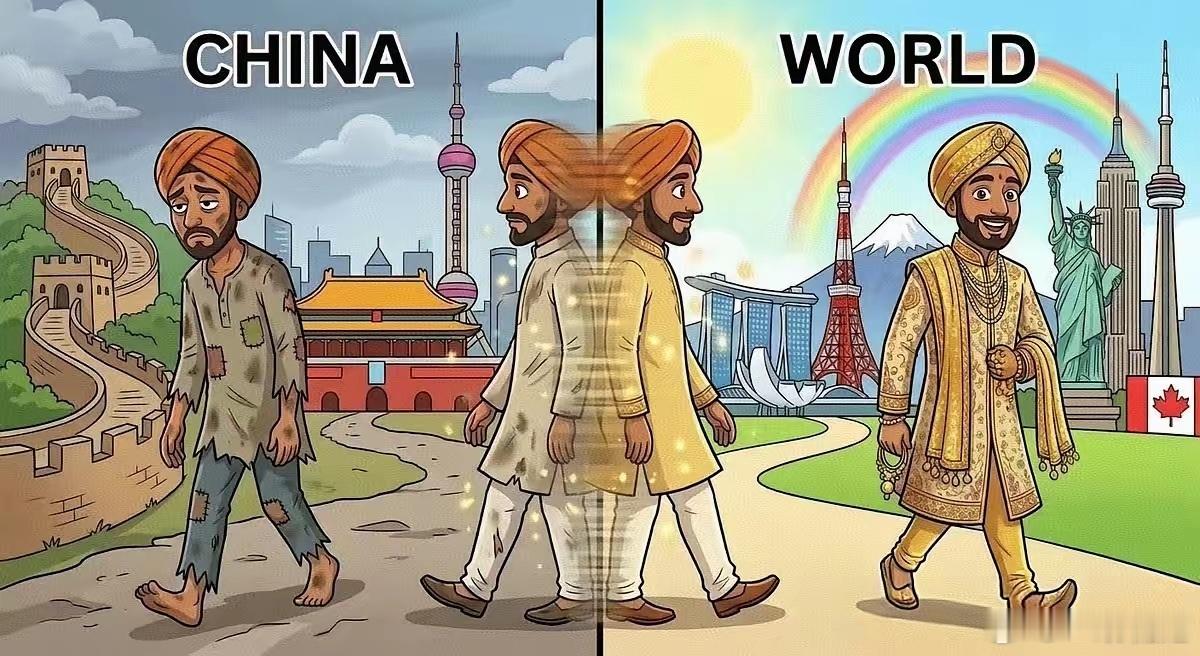 印度国内一张漫画被广泛传播：凡是去中国的印度人，下辈子都是达利特。凡是去新加坡日