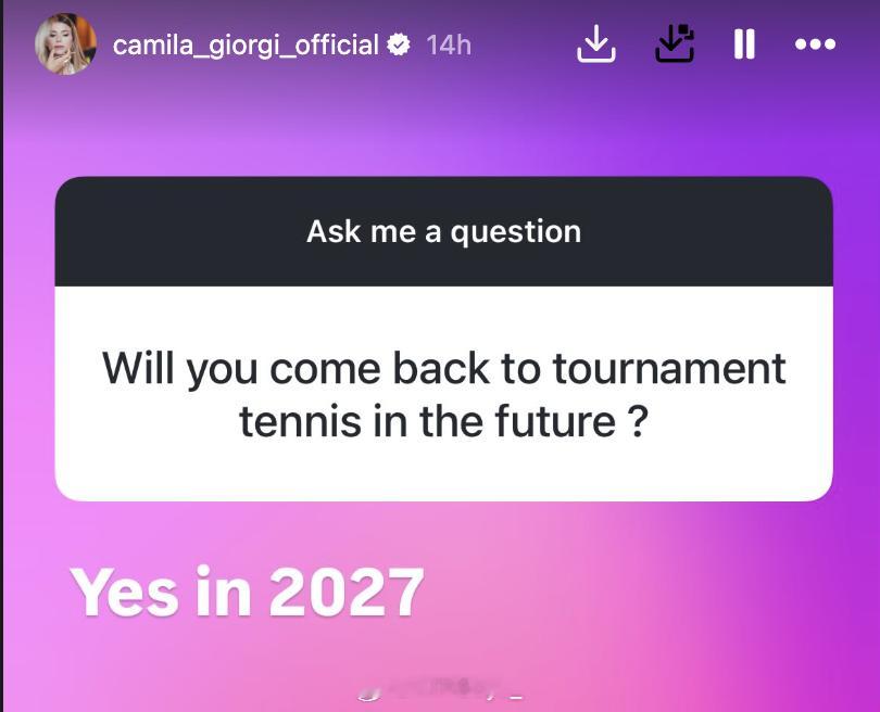 刷到愣了一下，吉奥尔吉要复出了？很难不聊wta