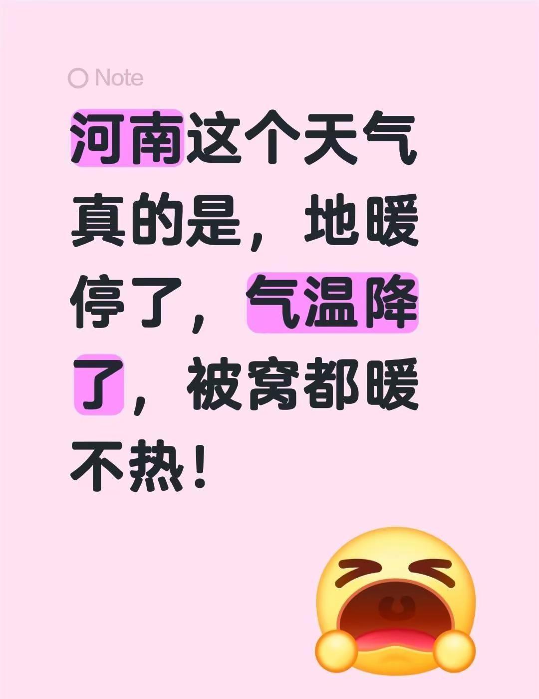 河南这个天气真的是，地暖停了，气温降了，被窝都暖不热！