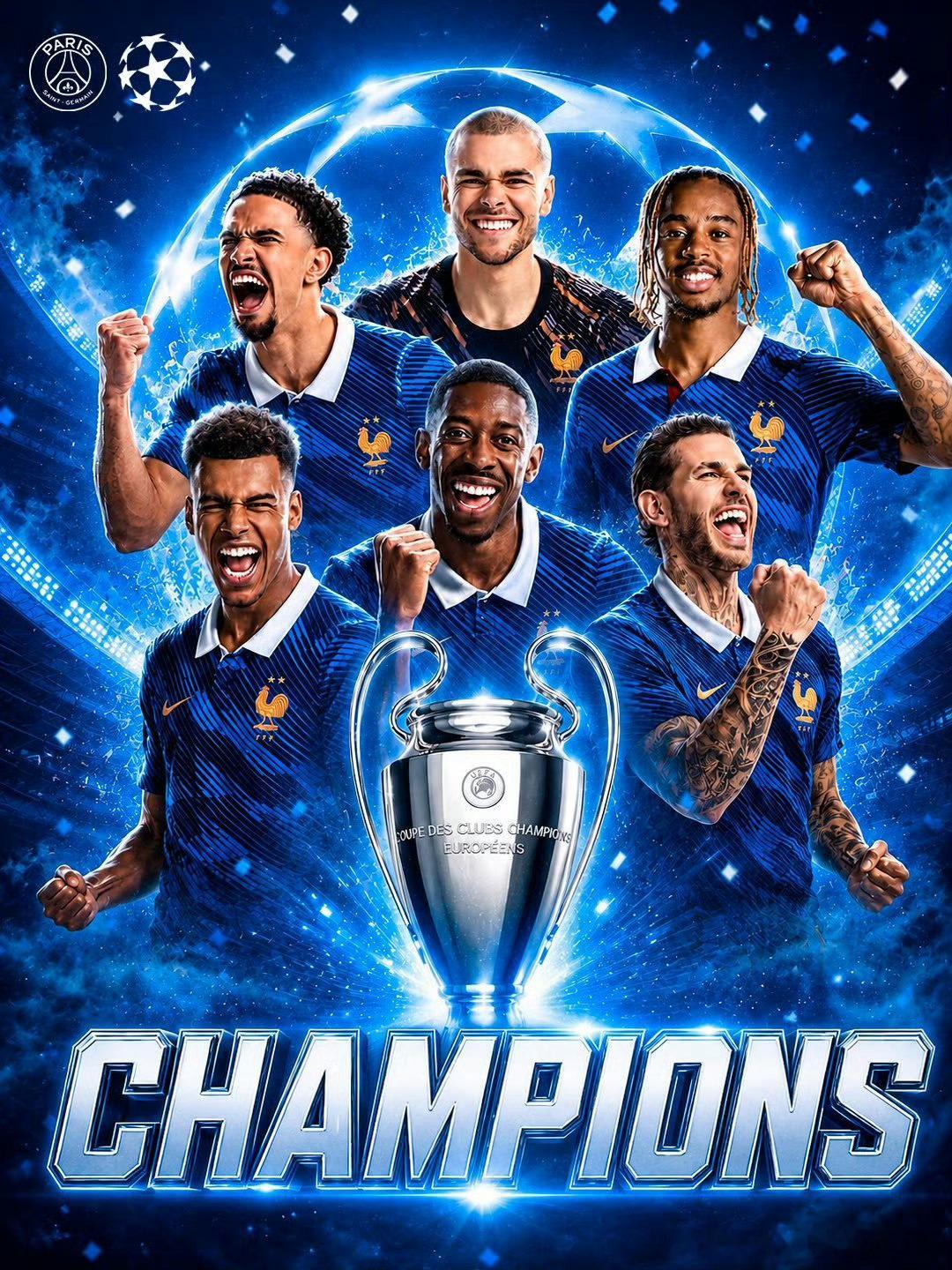 巴黎卫冕欧冠冠军恭喜大巴黎成功卫冕🏆 