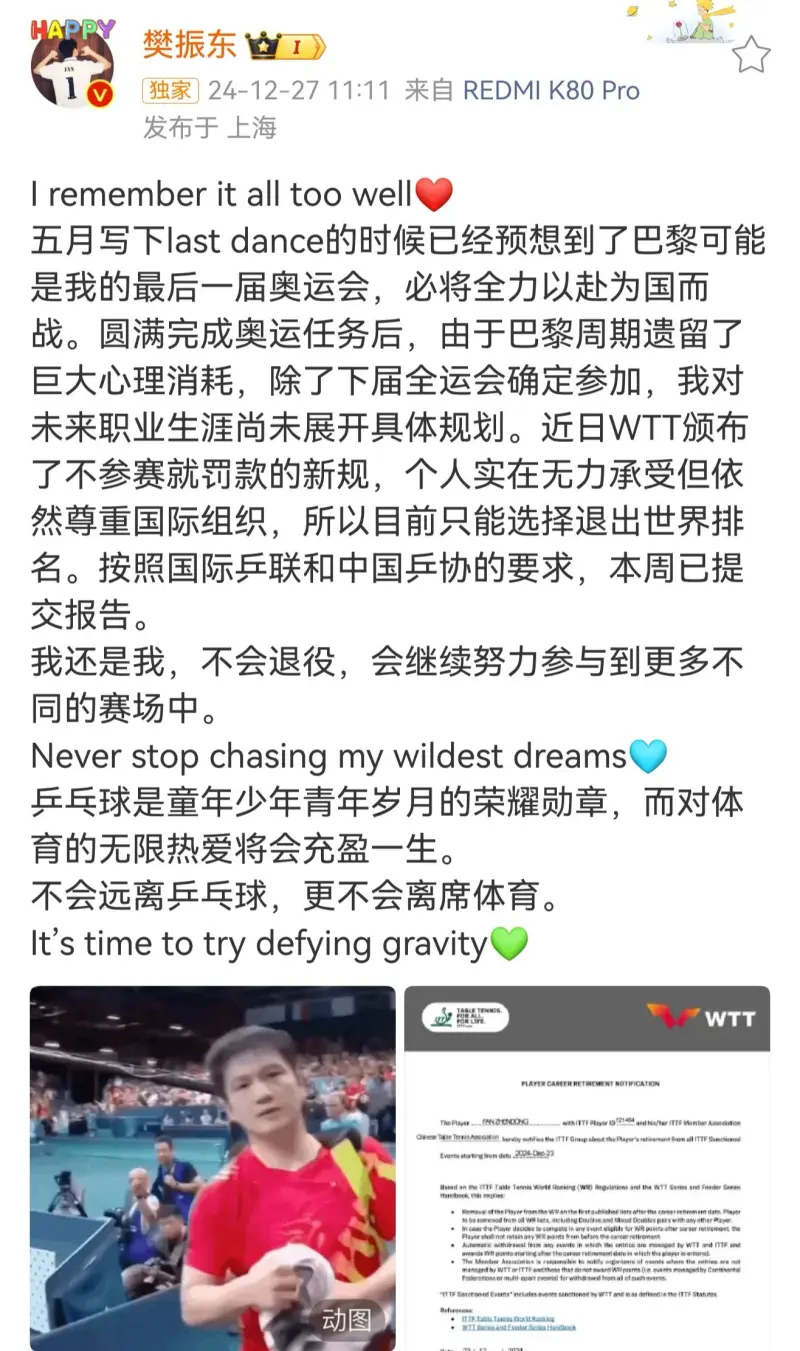 国危思良将，樊振东到底为什么会退！！！1、樊振东到底为什么会退出世界排名？2、国