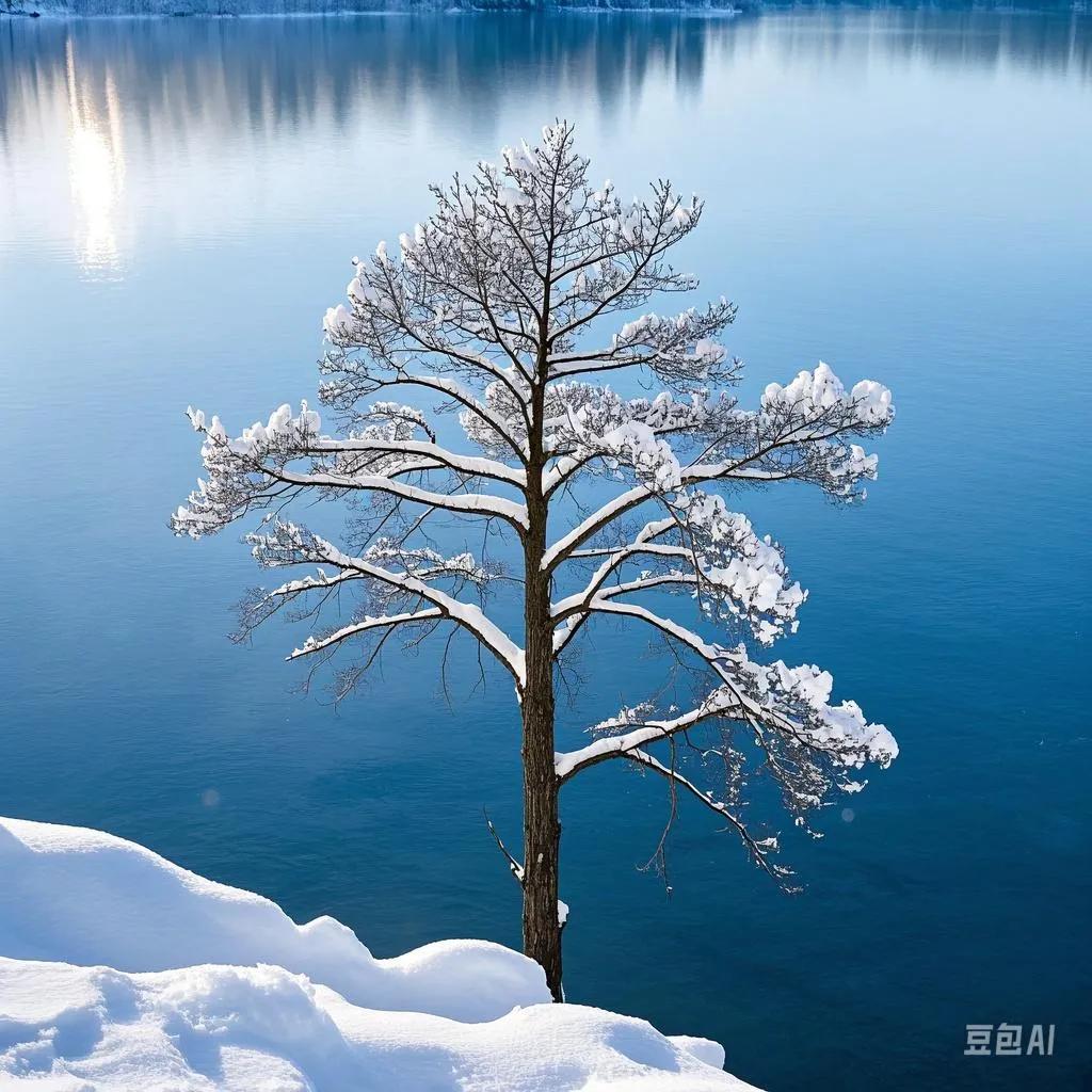 下联:   春雨再绿新枝梢。
这样上联描述冬天的雪景，下联则描绘春天的生机，在季