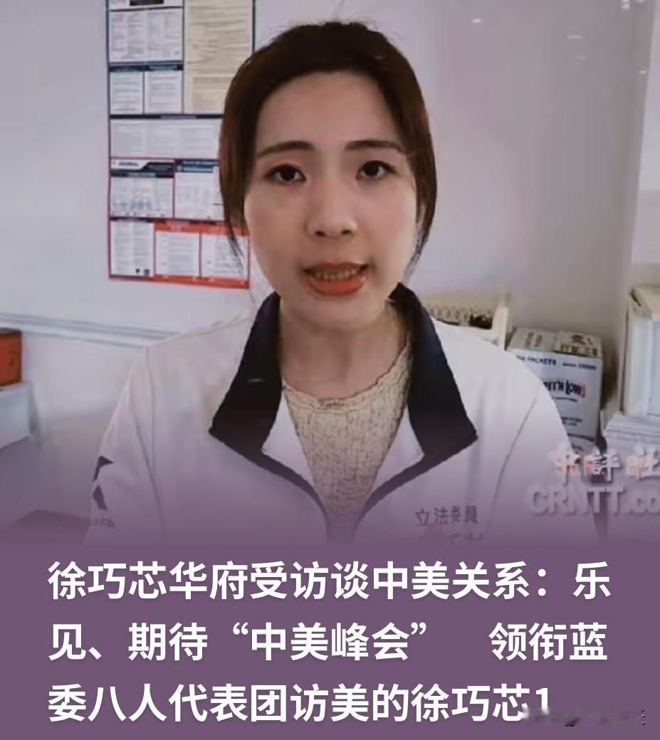 国民党立委徐巧芯19号在美国接受媒体采访时表示，自己这次携8名蓝营成员访美期间取