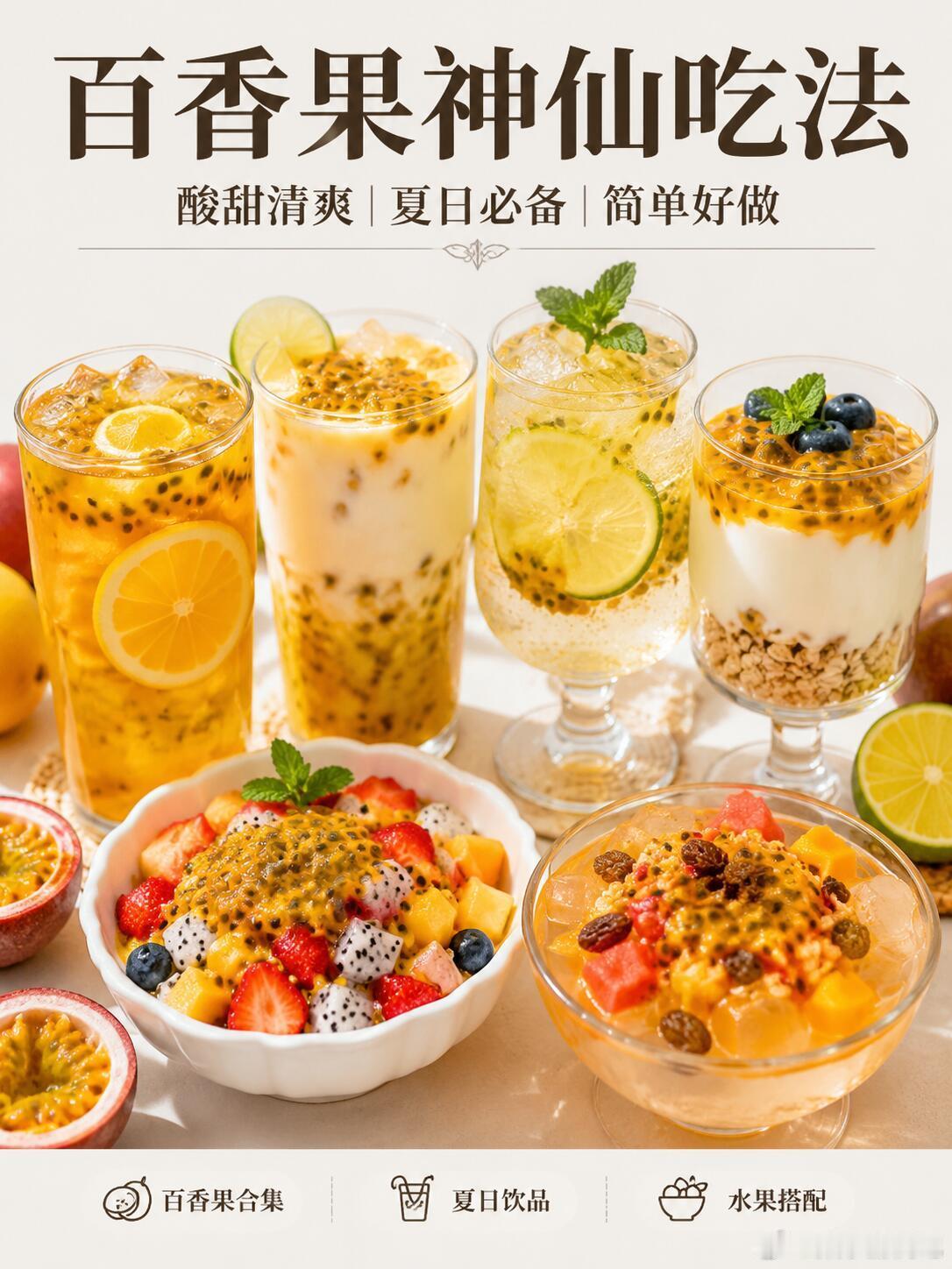 百香果的6款神仙隐藏吃法，夏天吃百香果别再只泡蜂蜜水了！整理了6种百香果的神仙吃