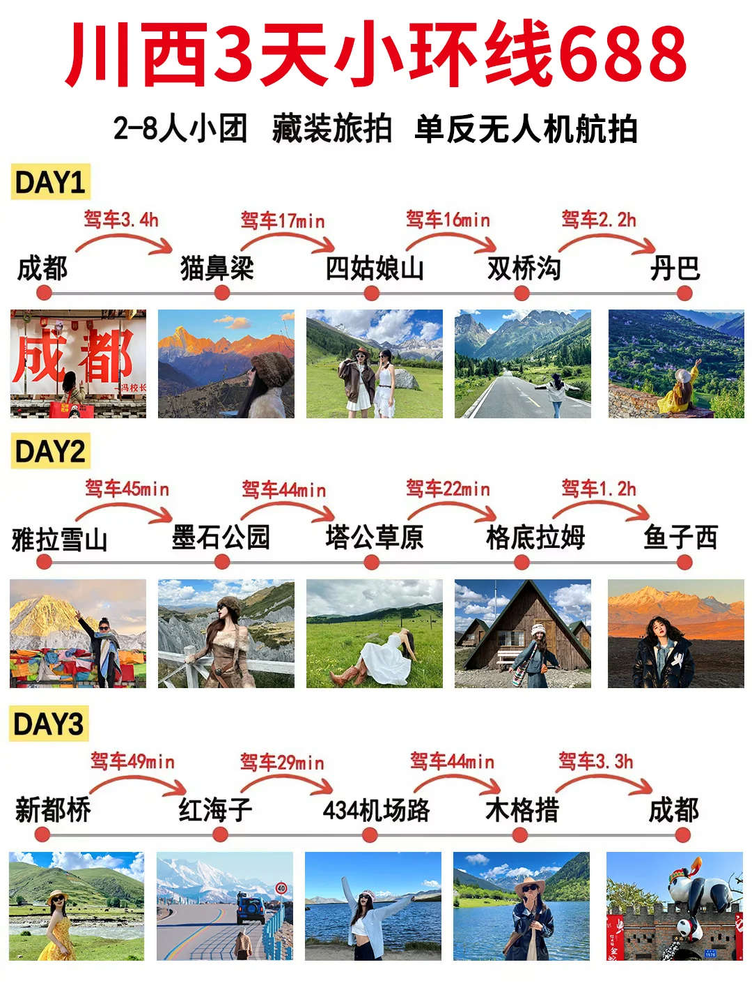 川西小环线❗鱼子西+四姑娘山+墨石公园3天