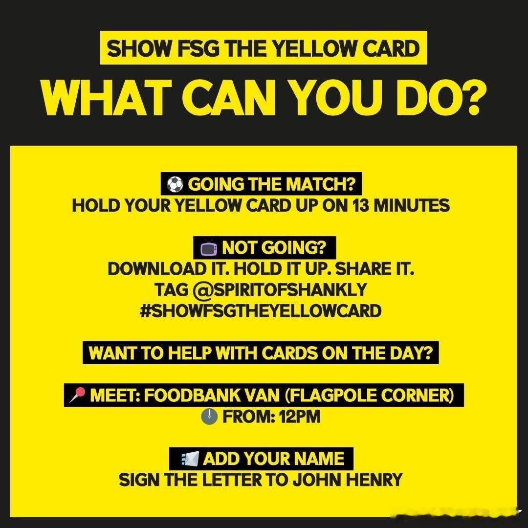 给芬威亮黄牌！看台13分钟抗议活动！地上没有一个便士无饮料 无节目册 无食品反对