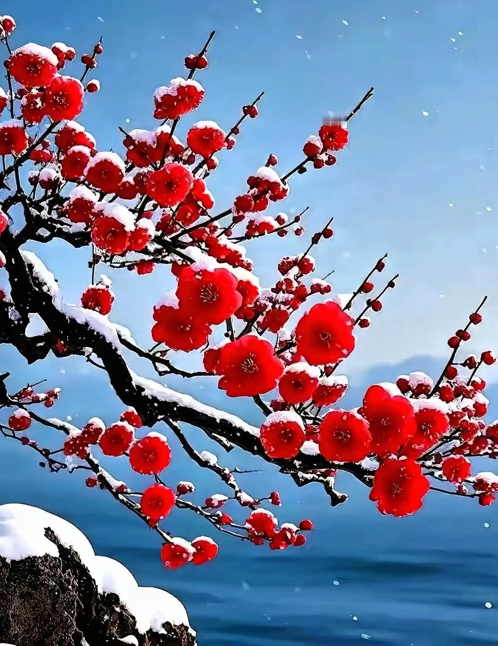 上联“梅经风雪花更艳”，
下联：疏影横斜迎春来。