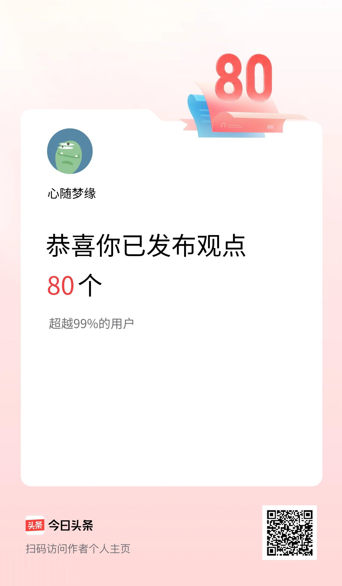 我在头条累计投稿观点80个