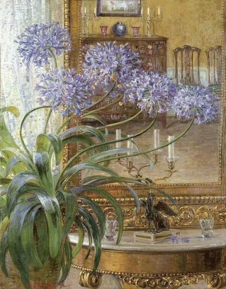镜子前的百莲子
卡尔·布茨-穆勒（1882年～1953年）；丹麦画家。