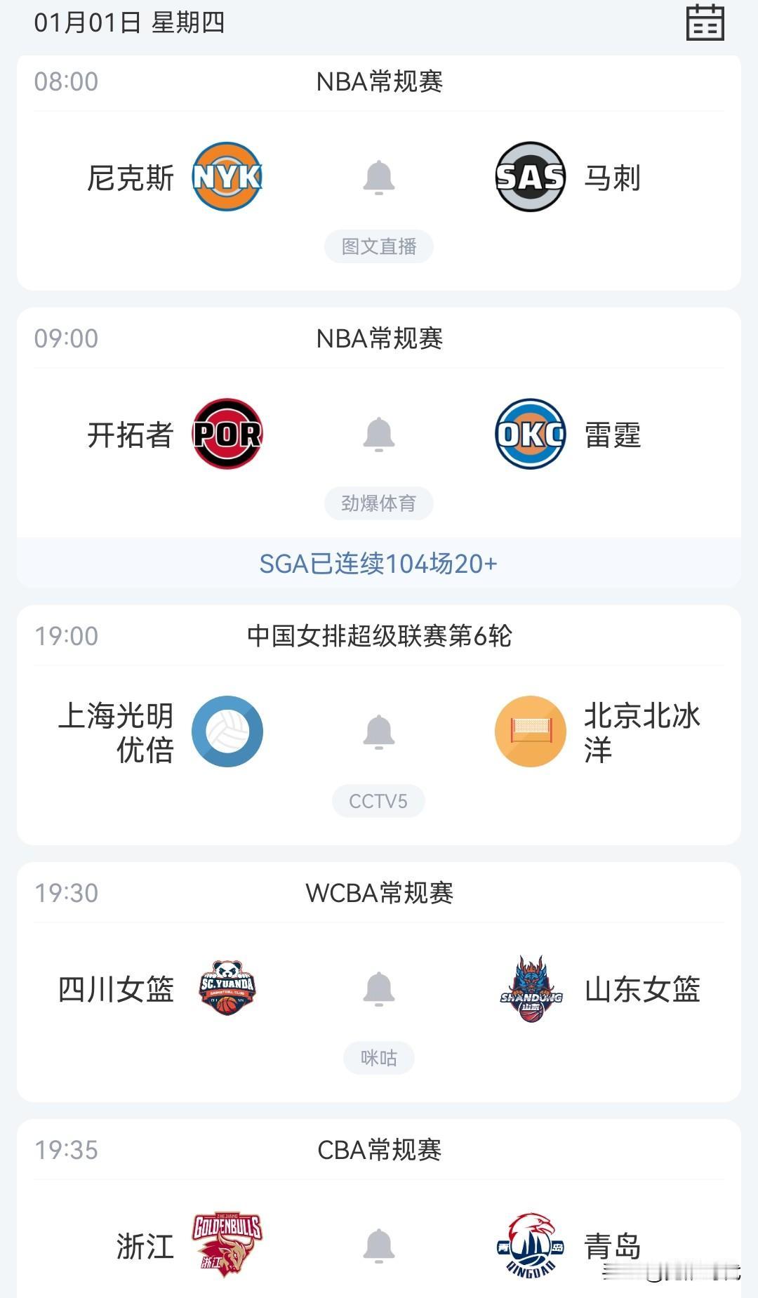 明日四川女篮战山东女篮 开拓者战雷霆 马刺战尼克斯 北京战广东等焦点赛事关注