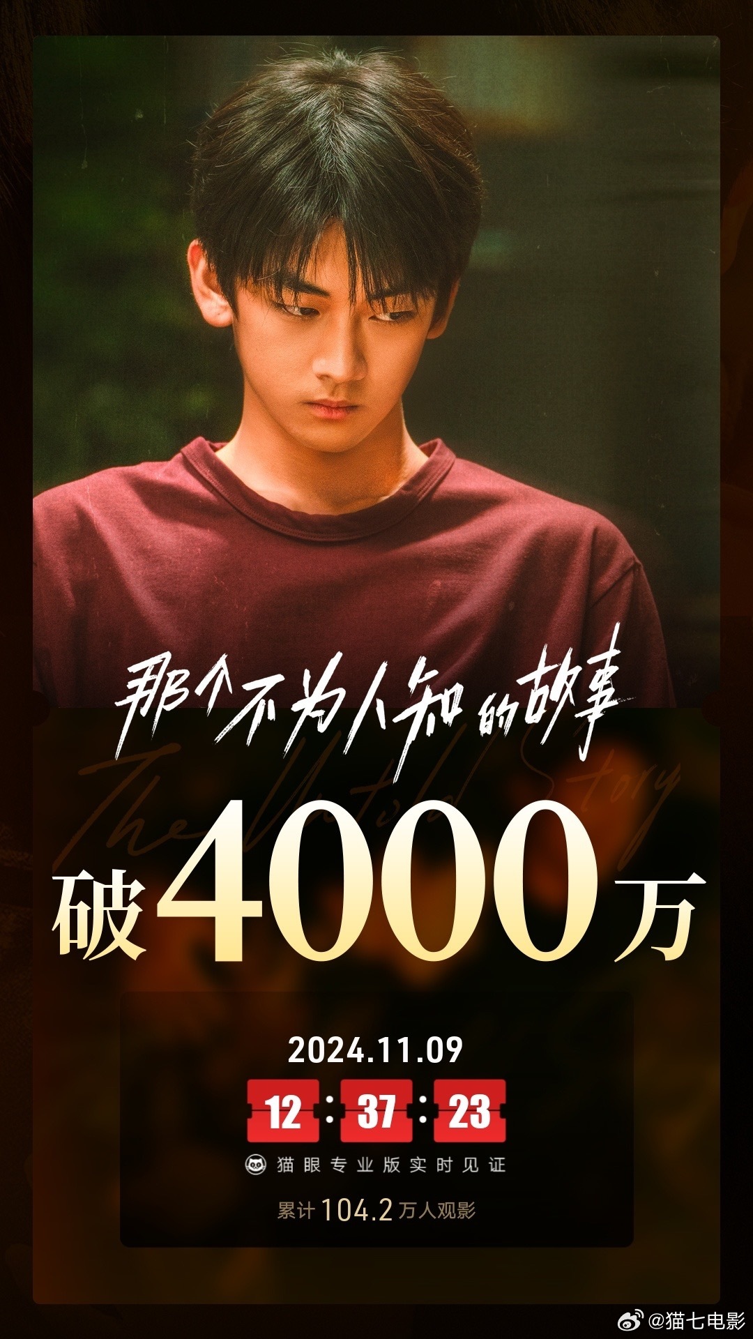 #电影那个不为人知的故事# 上映首日，总票房破4000万#佳片奇遇季# ​​​