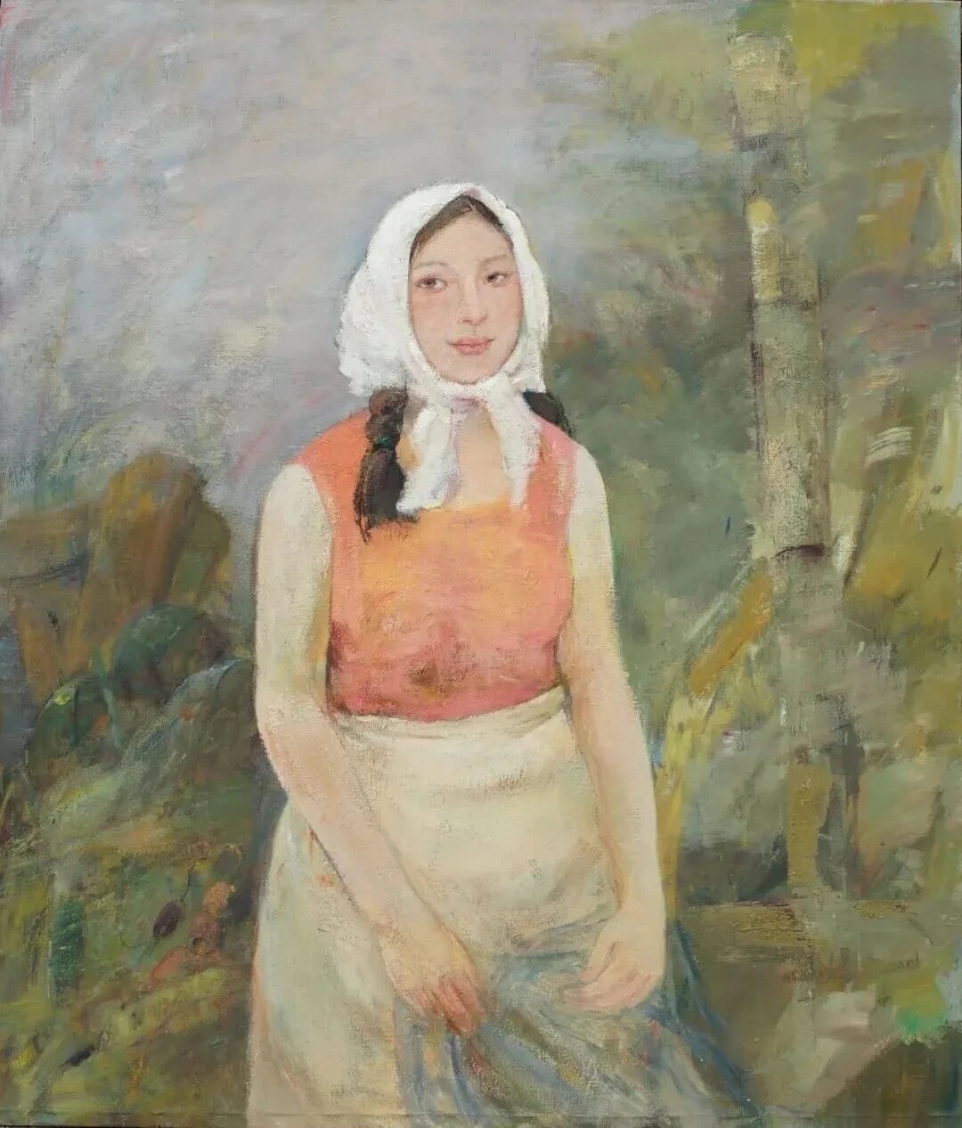 王玉萍《织网女》140×120cm 油画 2023年 ​​​