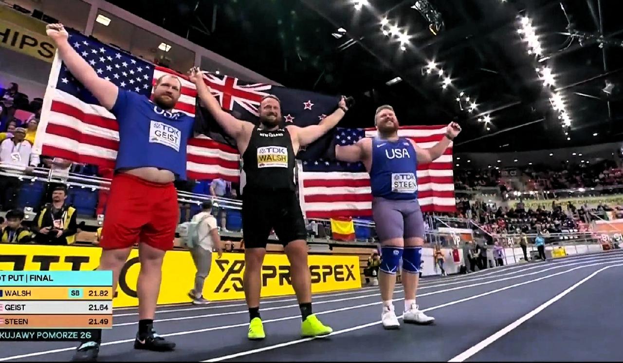 2026托伦室内世锦赛第三比赛日，新西兰名将瓦尔什夺得男子铅球金牌，凭借这枚奖牌