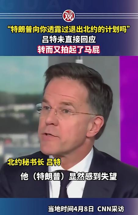 北约这边又闹大动静了，4月8号北约秘书长吕特跟个热锅上的蚂蚁似的，特意跑到美国白