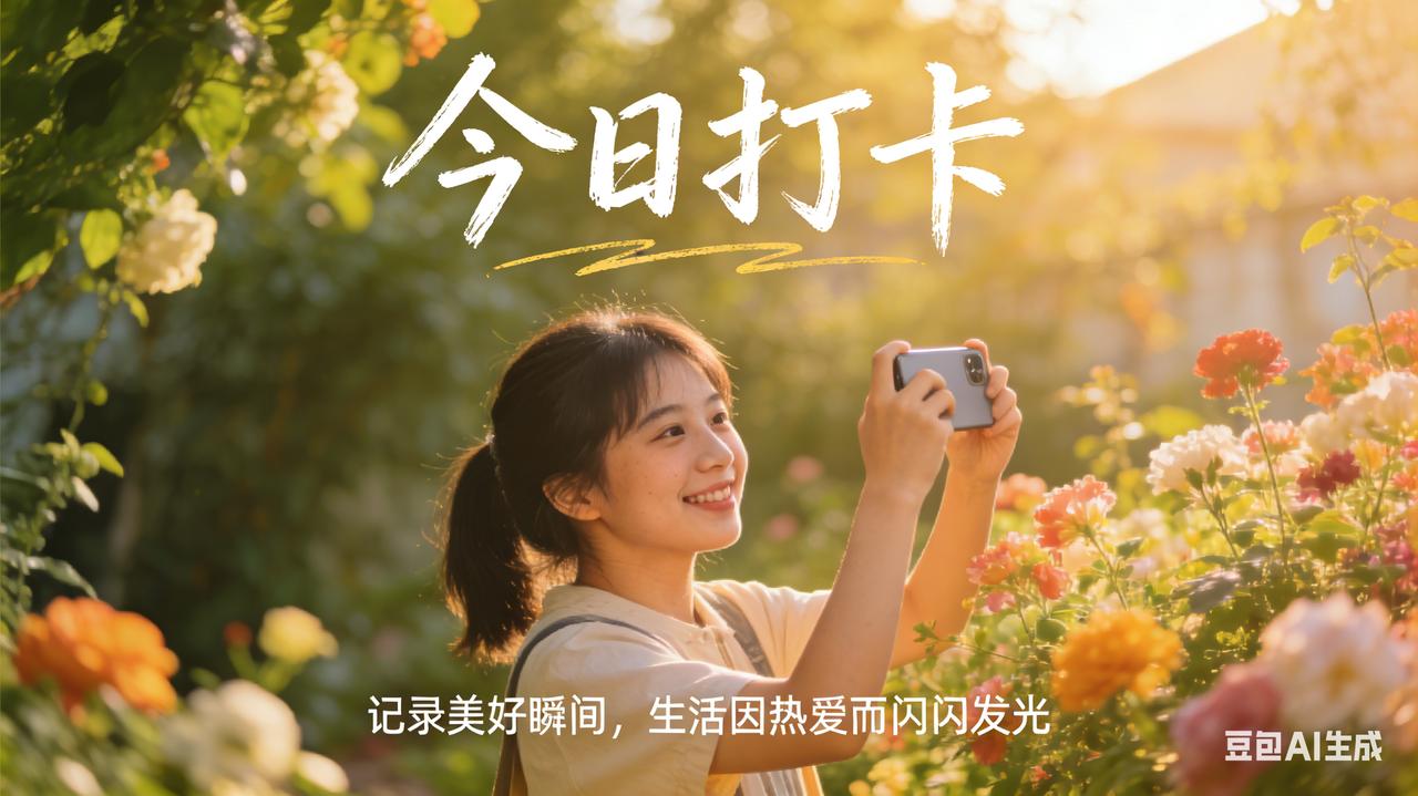 1. 今日打卡，记录美好瞬间，生活因热爱而闪闪发光。