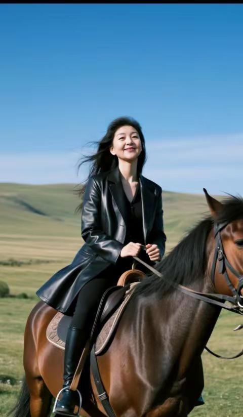 AI草原骑马照 随变ai随便玩 在草原上享受大自然的美