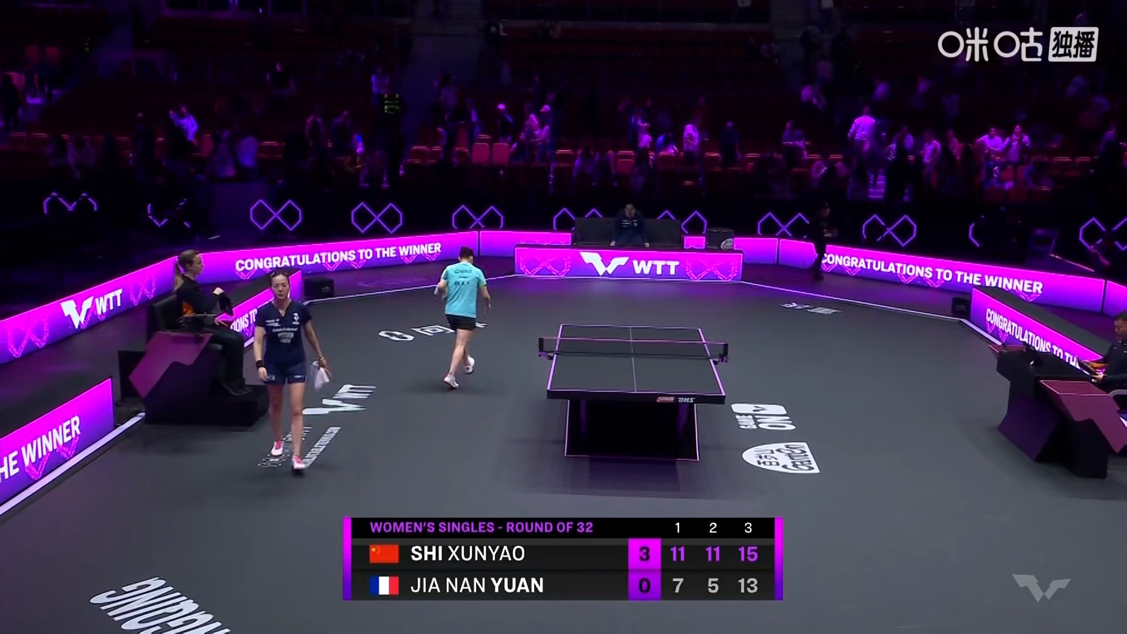 石洵瑶3比0袁嘉楠(11-7，11-5，15-13)晋级wtt重庆冠军赛2026