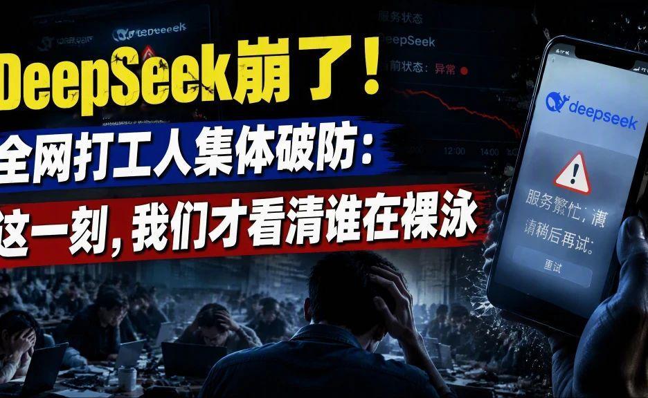 DeepSeek崩了！全网打工人集体破防：这一刻，我们才看清谁在裸泳