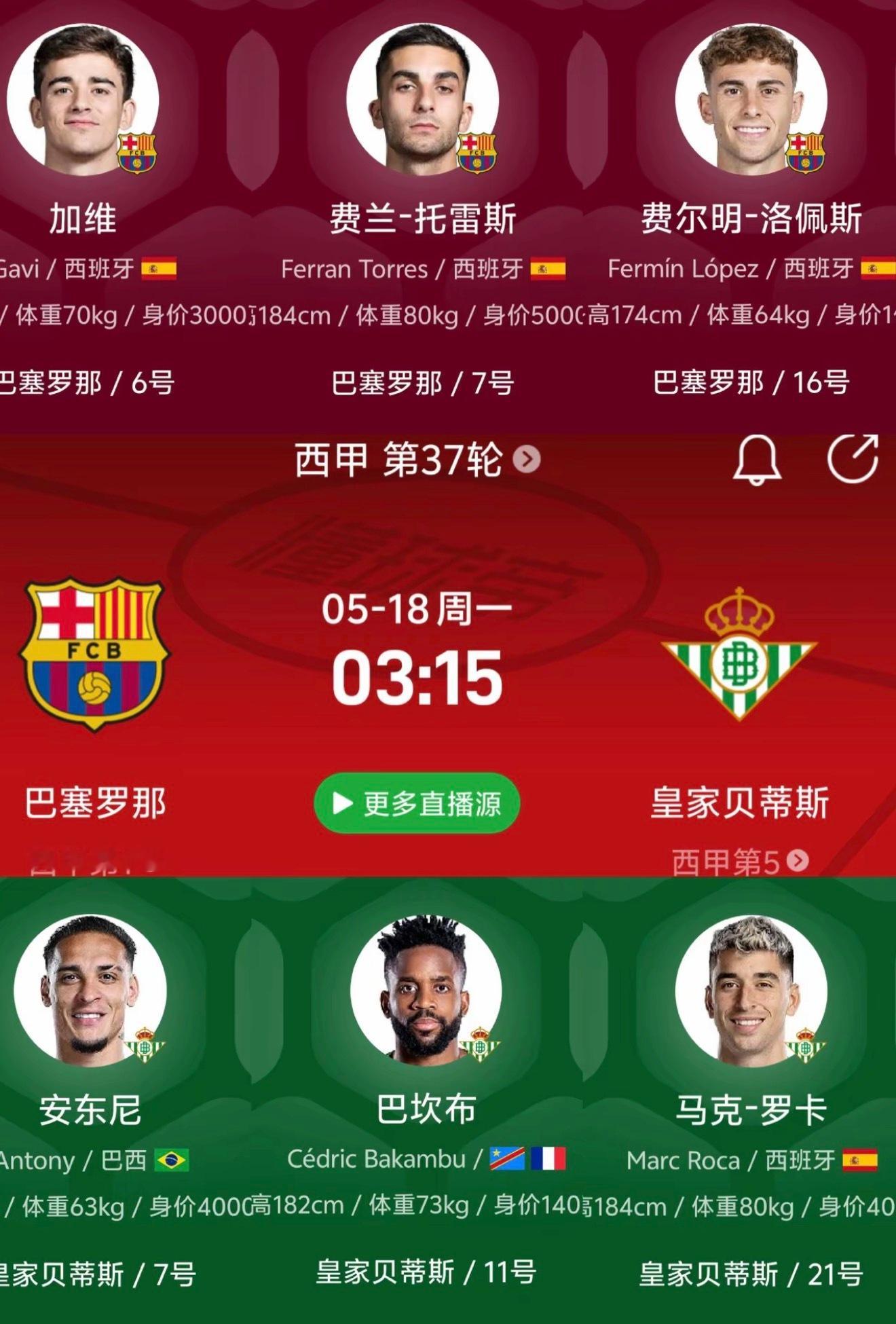 小狸观点：西甲：巴萨已经提前锁定西甲冠军，按说可以躺平了。但西甲收官战在主场打，