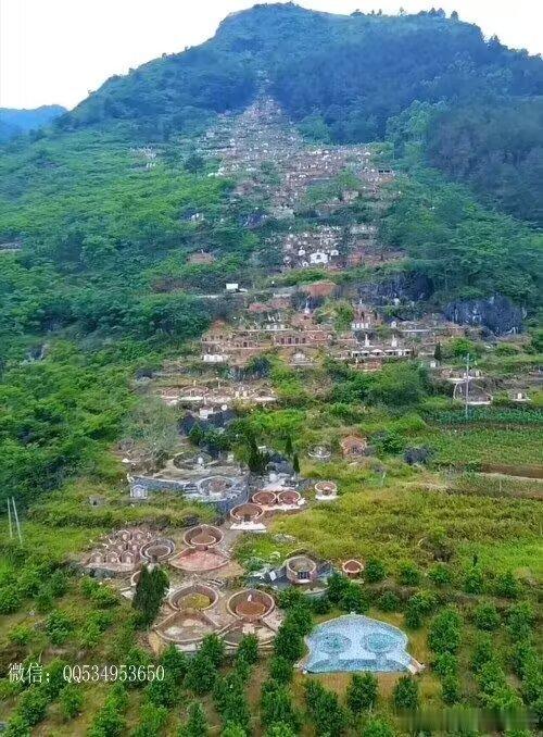 这条龙结穴叫“观音抱孩儿”，是乞今为止见过一个地方葬的最多墓地的山头，见到这二图
