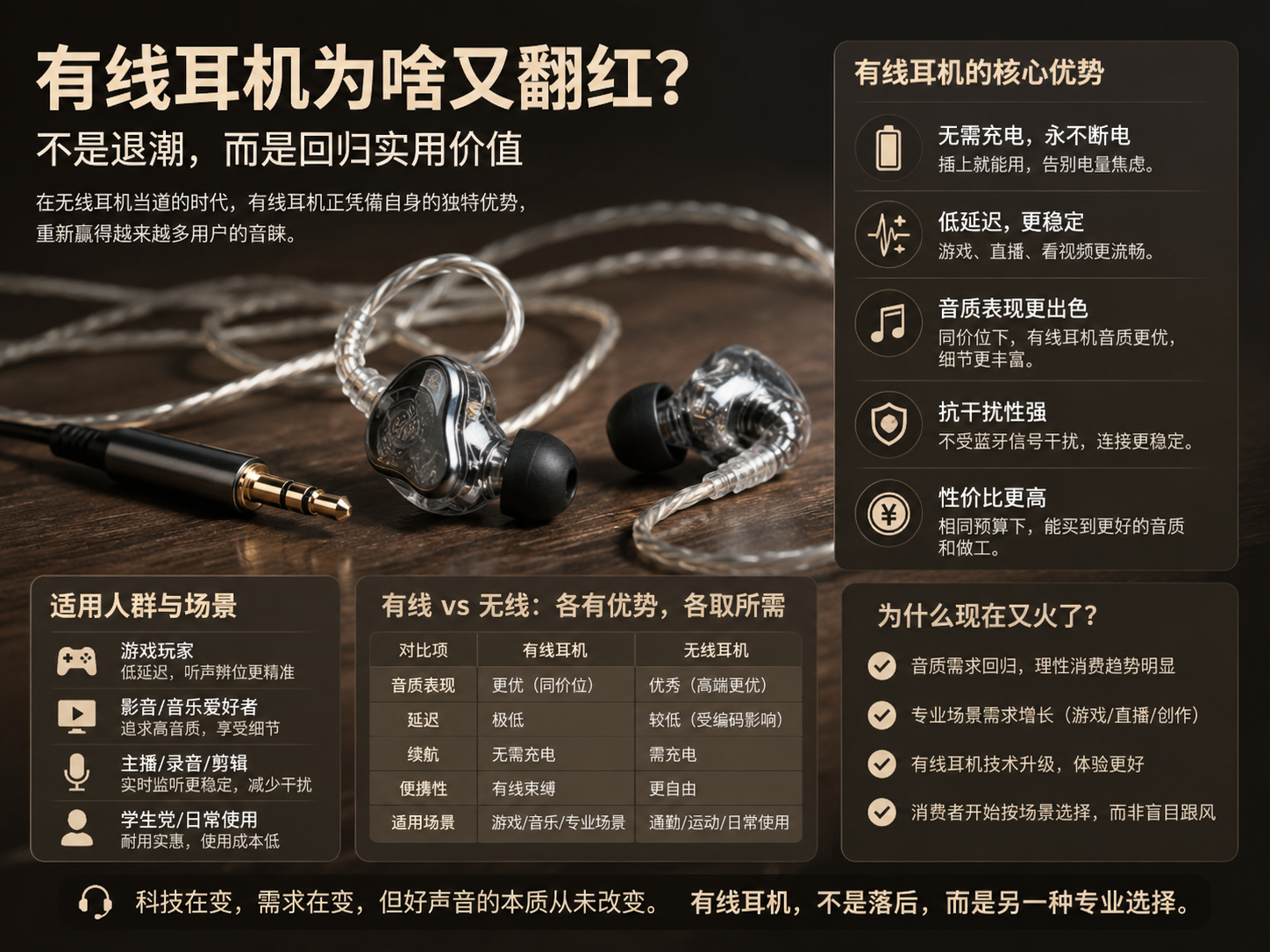 有线耳机为啥又翻红不用充电、不怕没电、不用担心延迟，也不用经历“耳机找不到了”的