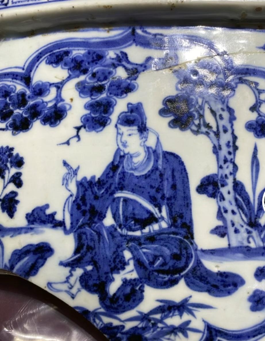 元青花，四爱图之陶渊明爱菊！欢迎关注，分享瓷器知识！