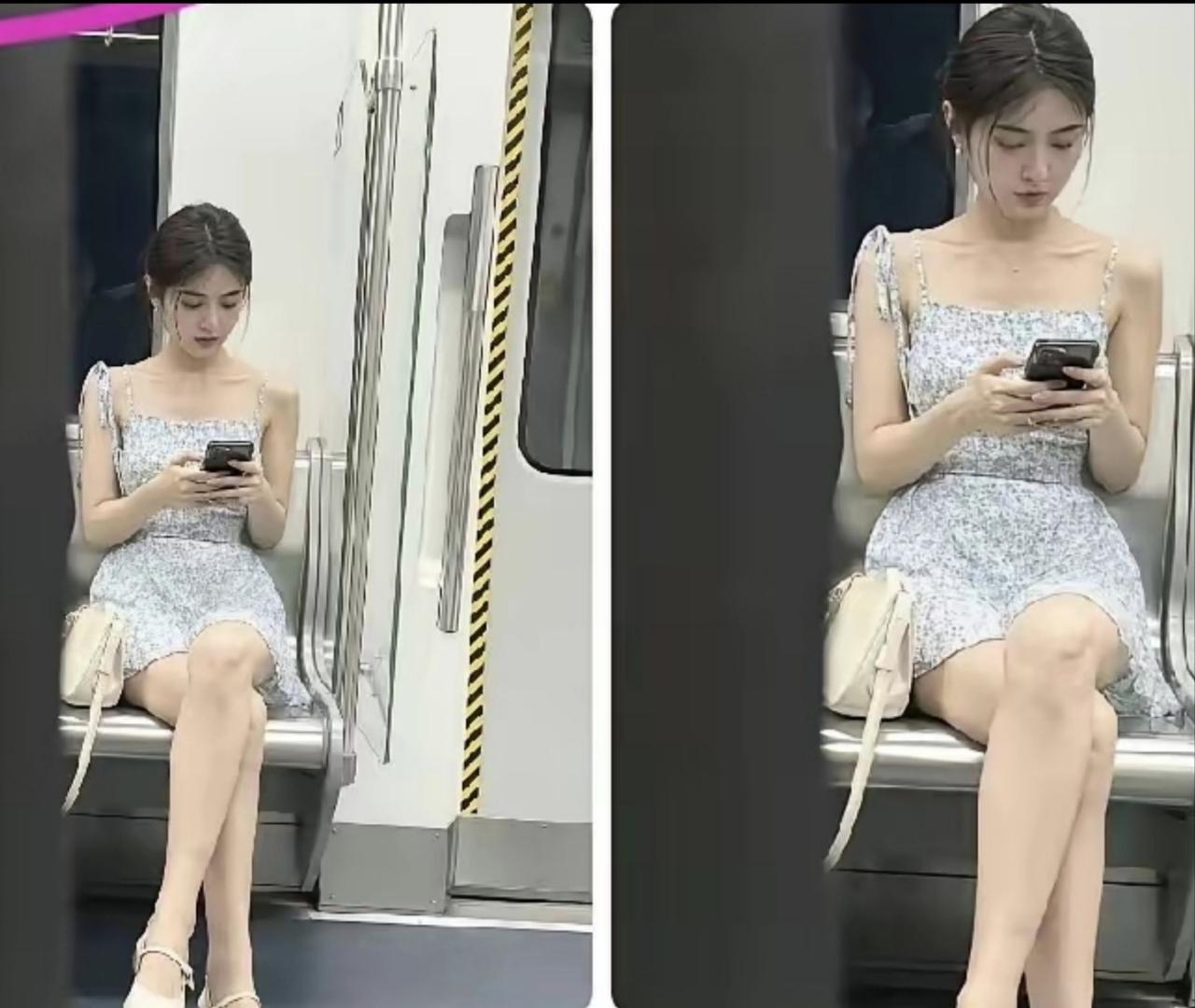 地铁里能遇到这种级别美女，我是不是该买彩票了？