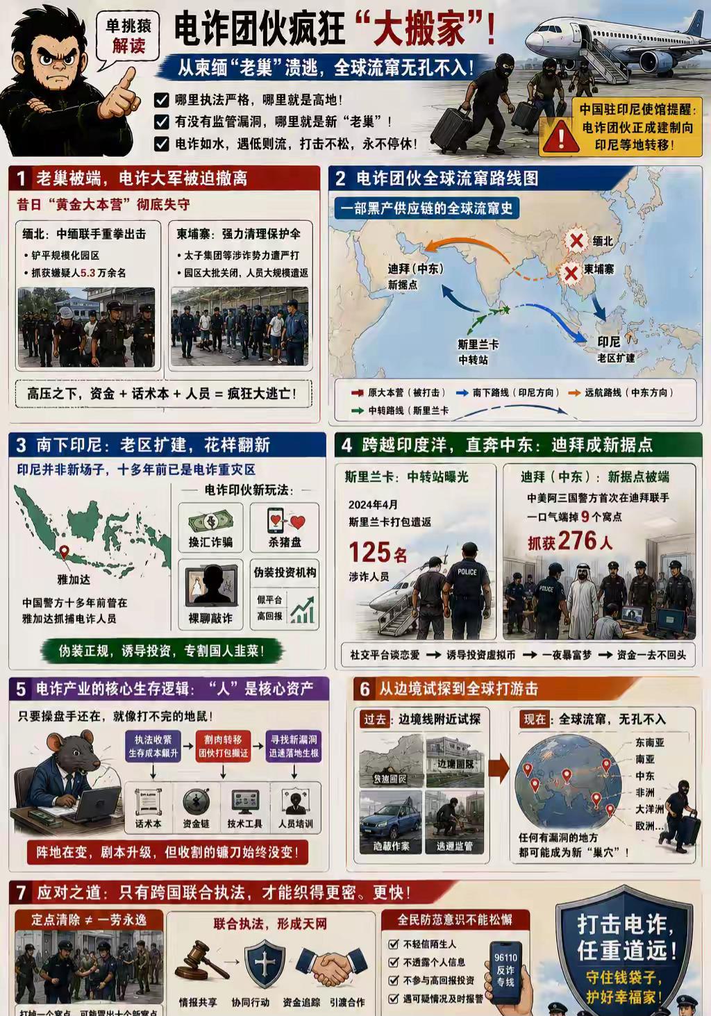 最近电诈团伙正在疯狂“大搬家”。

这帮人，就像打不死的老鼠，这边一严打，他们就