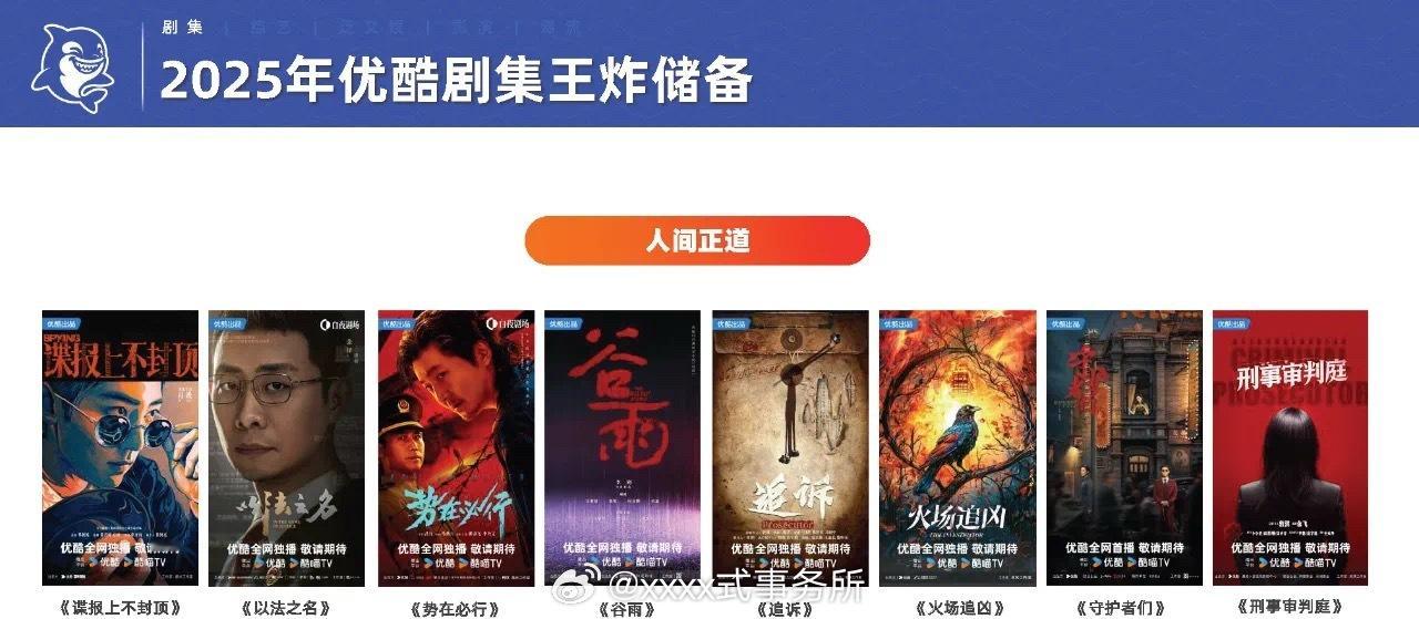 2025年优酷剧集王炸储备🎬谍报上不封顶、以法之名、势在必行、谷雨、追诉、火场