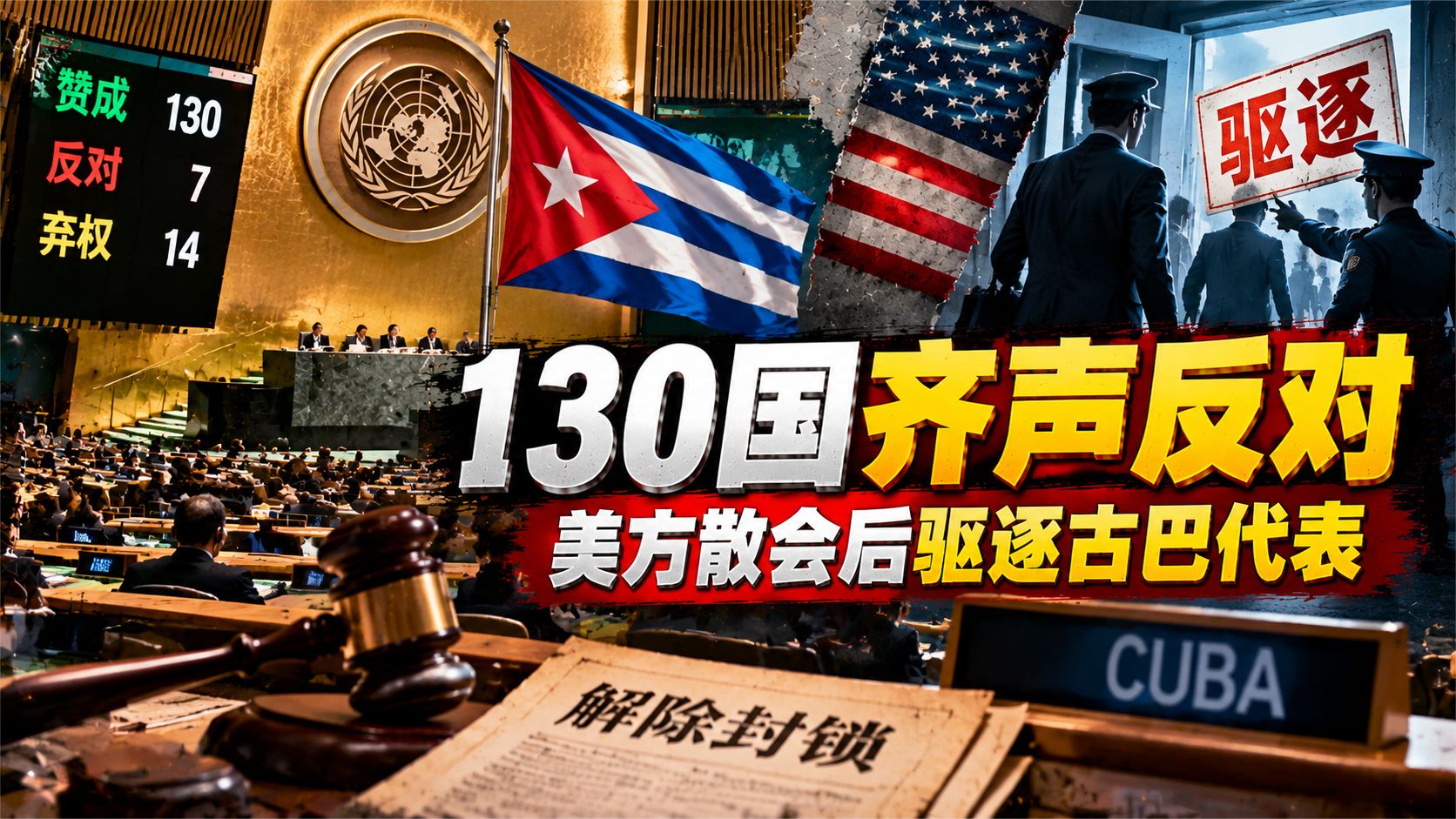 130国举手美国拦不住：封古巴64年，这回当场被戳穿了！